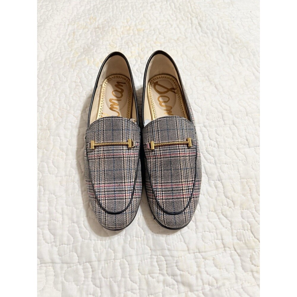 Sam Edelman Plaid Bit Loafer Flats Gray Fabric Almond Toe Slip On Size 9 EU 39 - Picture 2 of 11